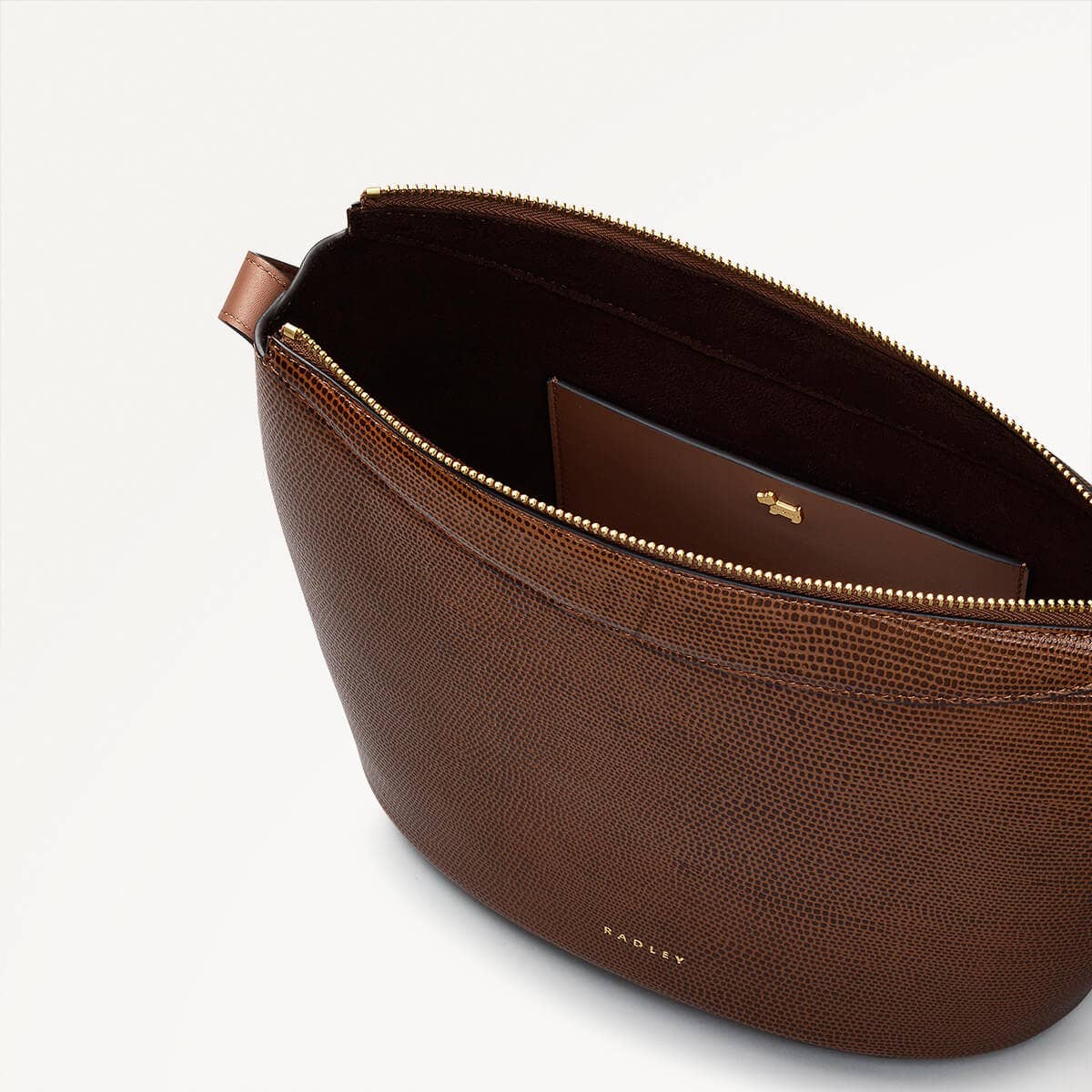 The Kensal Leather Small Ziptop Crossbody Bag in Saddle - 110164