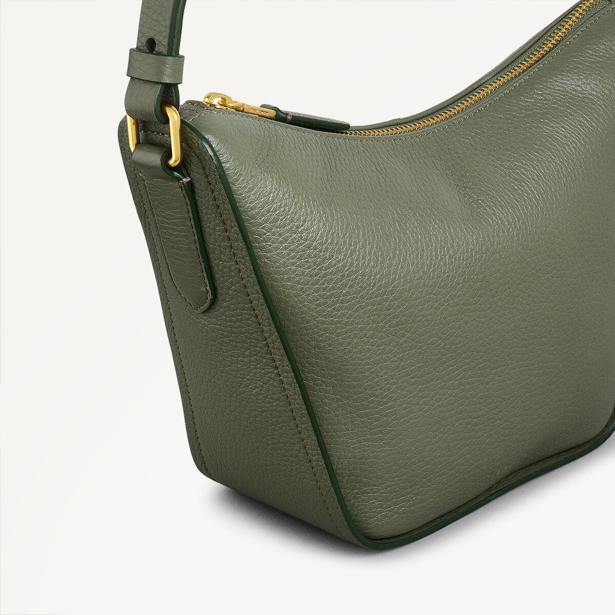 Oak Street Leather Small Ziptop Crossbody Bag in Dark Olive - 110185