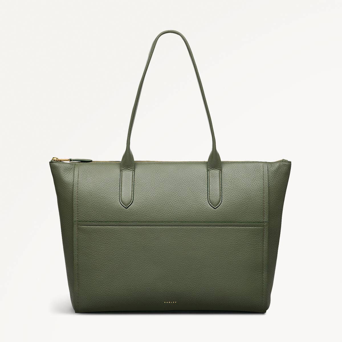 Oak Street Leather Medium Ziptop Tote Bag in Dark Olive - 110187