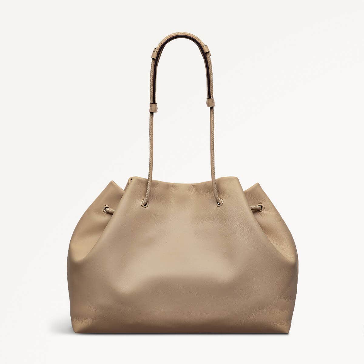 Blake Mews Leather Open Top Shoulder Bag in Stone - 110313