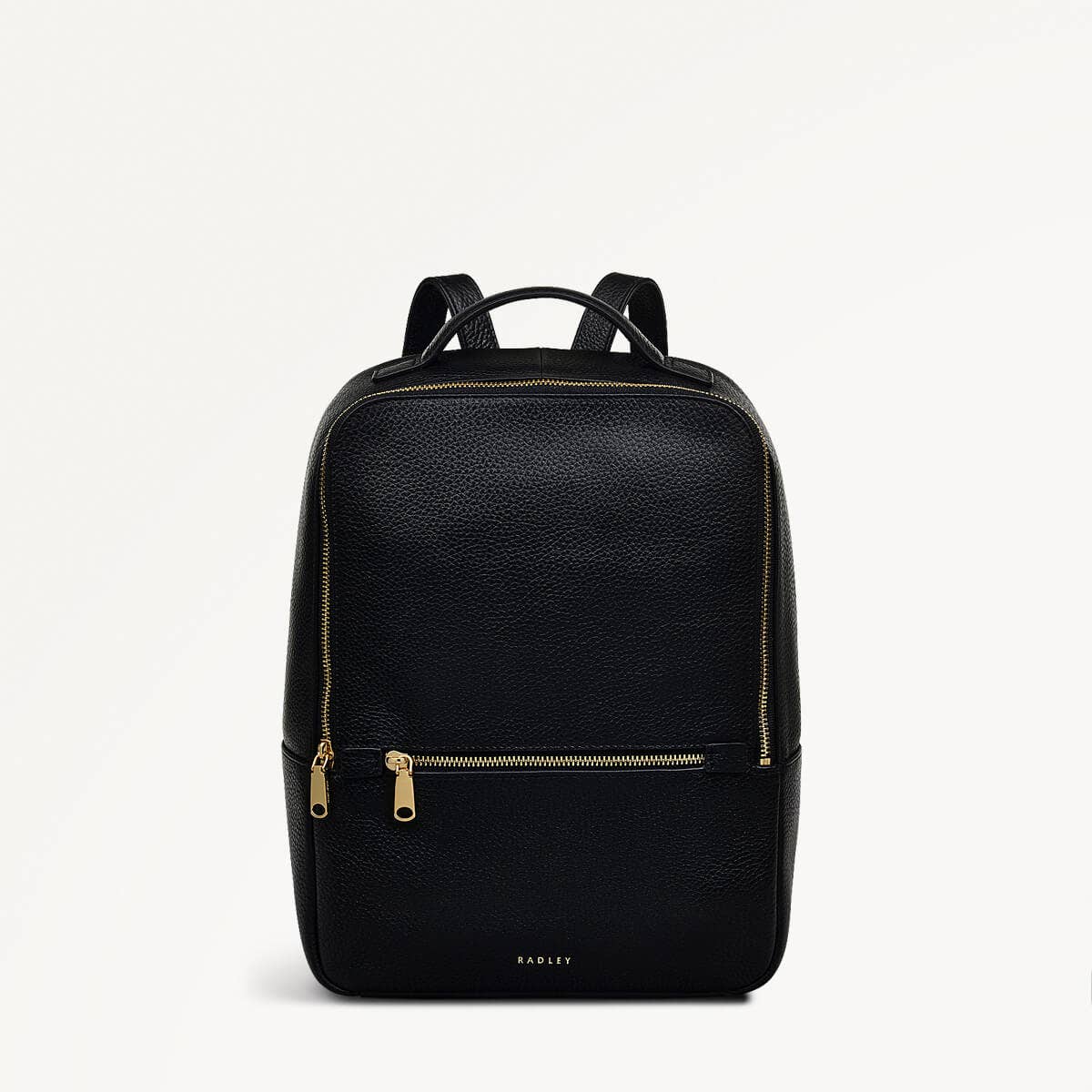 Handbags Radley Black Leather Backpack Black Small Ziptop Backpack