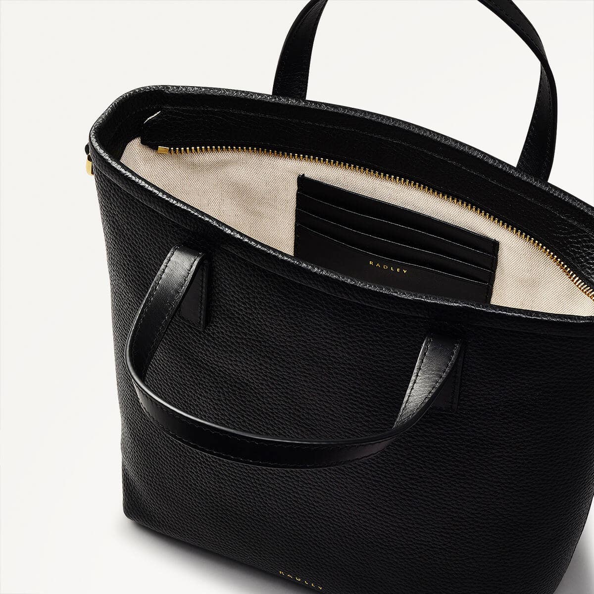 Sunny Dene Leather Small Ziptop Grab Bag in Black - 110394