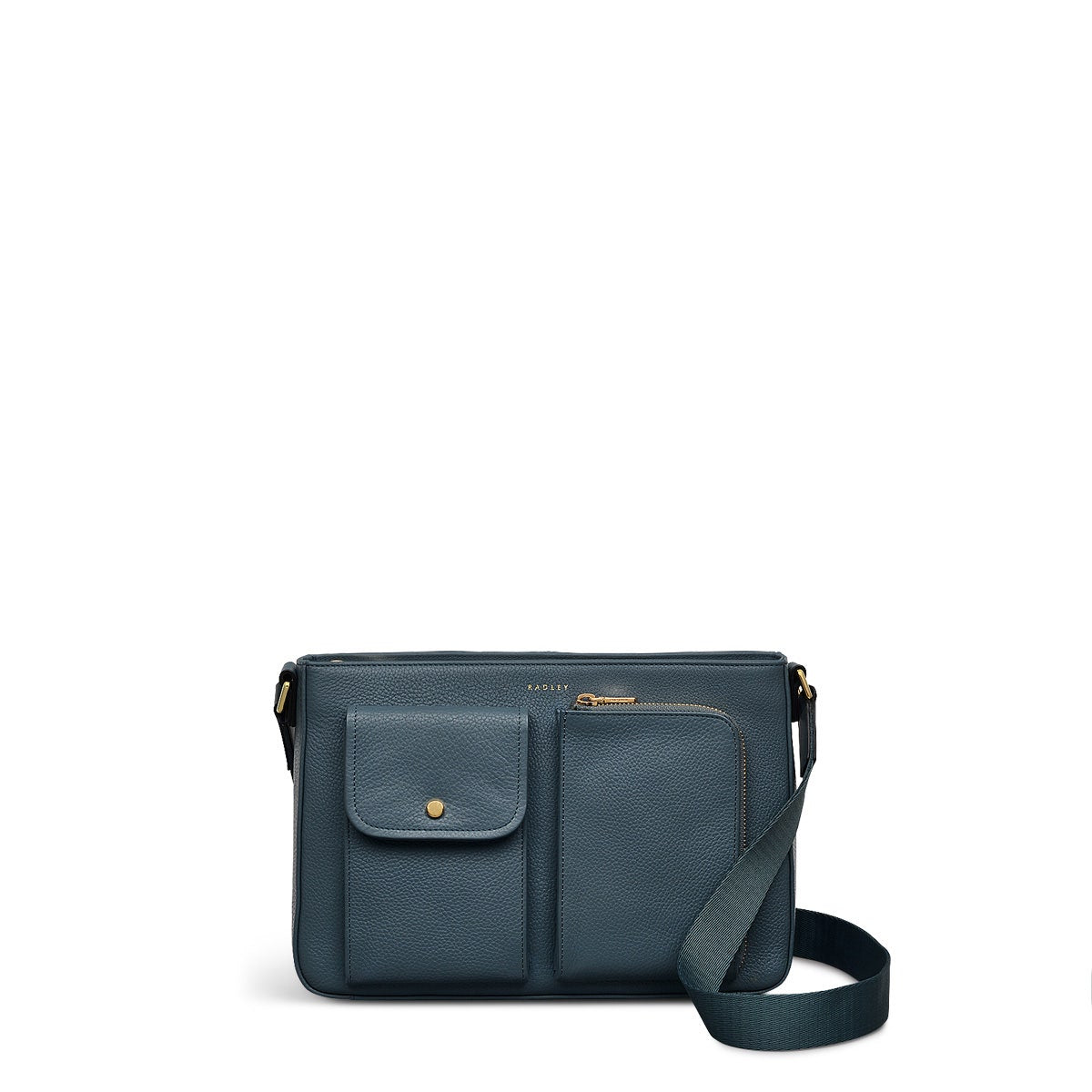 Selby Crescent Leather Medium Ziptop Shoulder Bag in Uniform - 110470