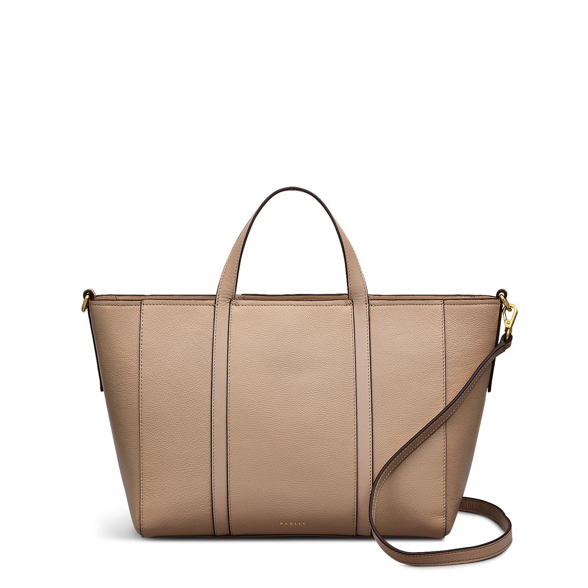 Knightsbridge Road Leather Large Ziptop Grab Bag in Silt - 110501