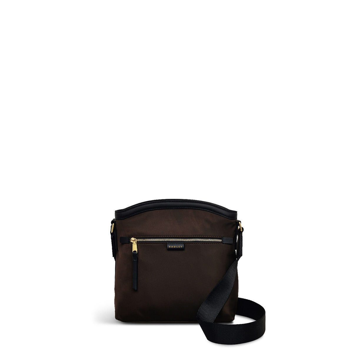 Aldwych Mews Fabric Medium Ziptop Crossbody Bag in Dark Oak - 110503