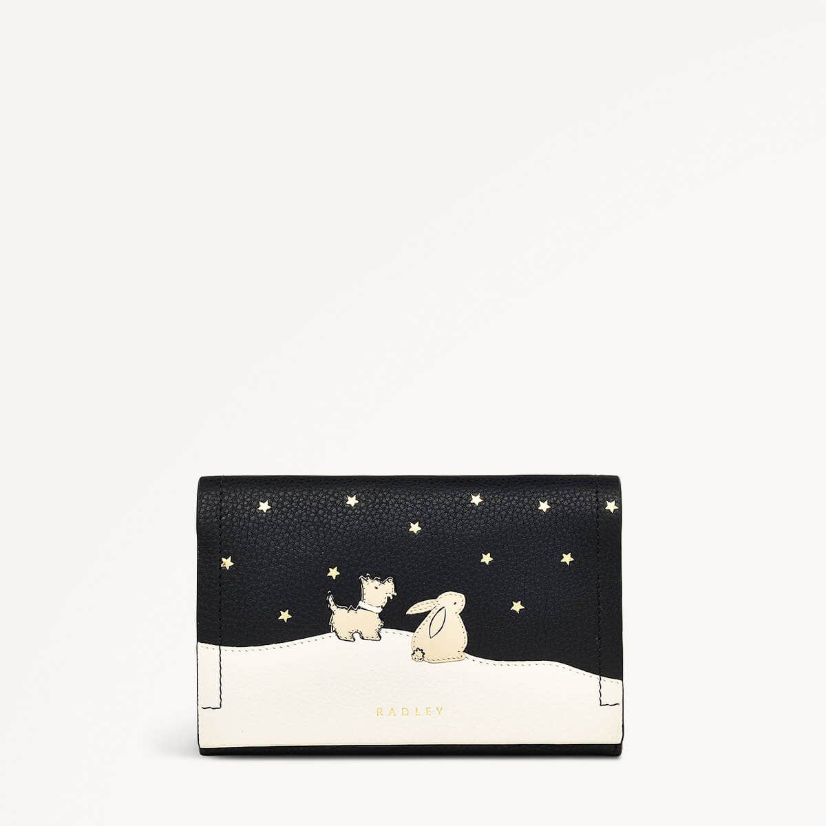 Snow Bunny Leather Snow Bunny Medium Flapover Wallet Black in Black - 110606