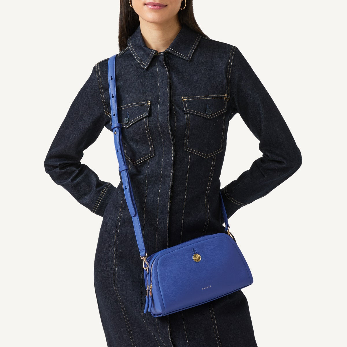 BATHURST MEWS SMALL ZIPTOP CROSS BODY YVES BLUE