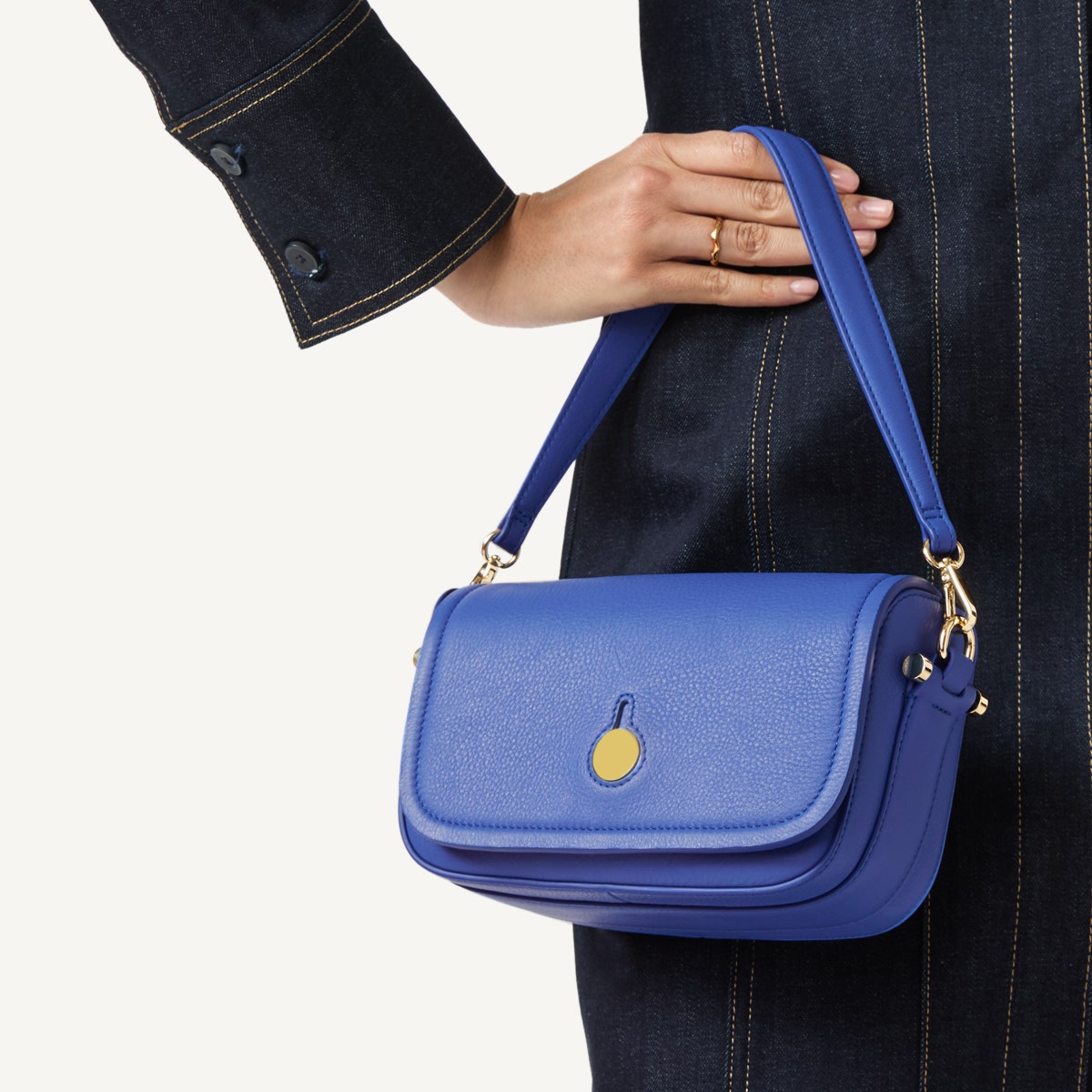 Bathurst Mews Leather Small Flapover Crossbody Bag in Yves Blue - 110653