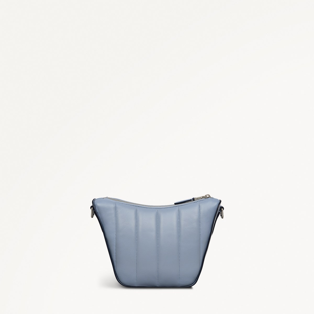 Oak Street Leather Small Ziptop Crossbody Bag in Smoke Blue - 110660