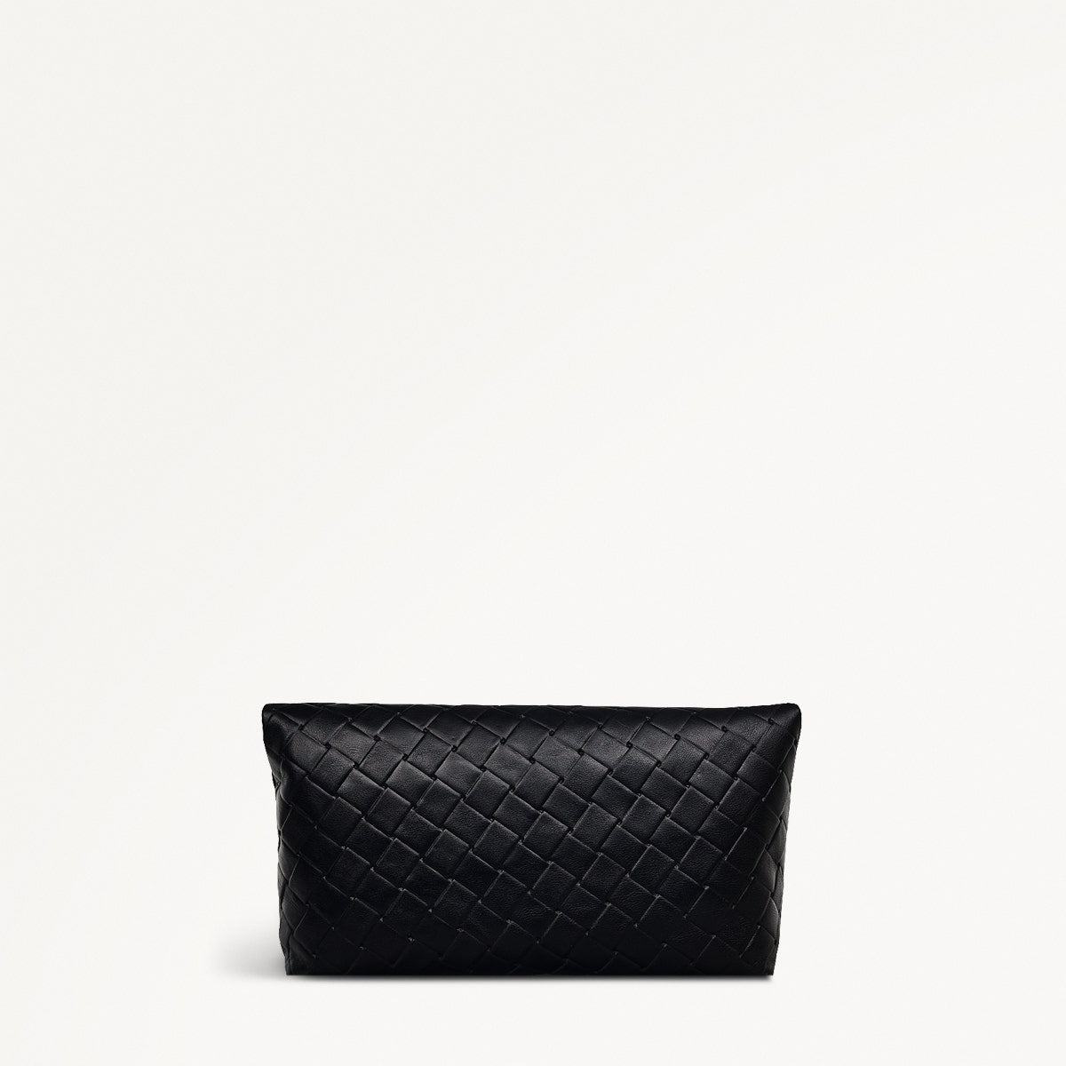 Weaver Lane Leather Medium Flapover Clutch Bag in Black - 110662