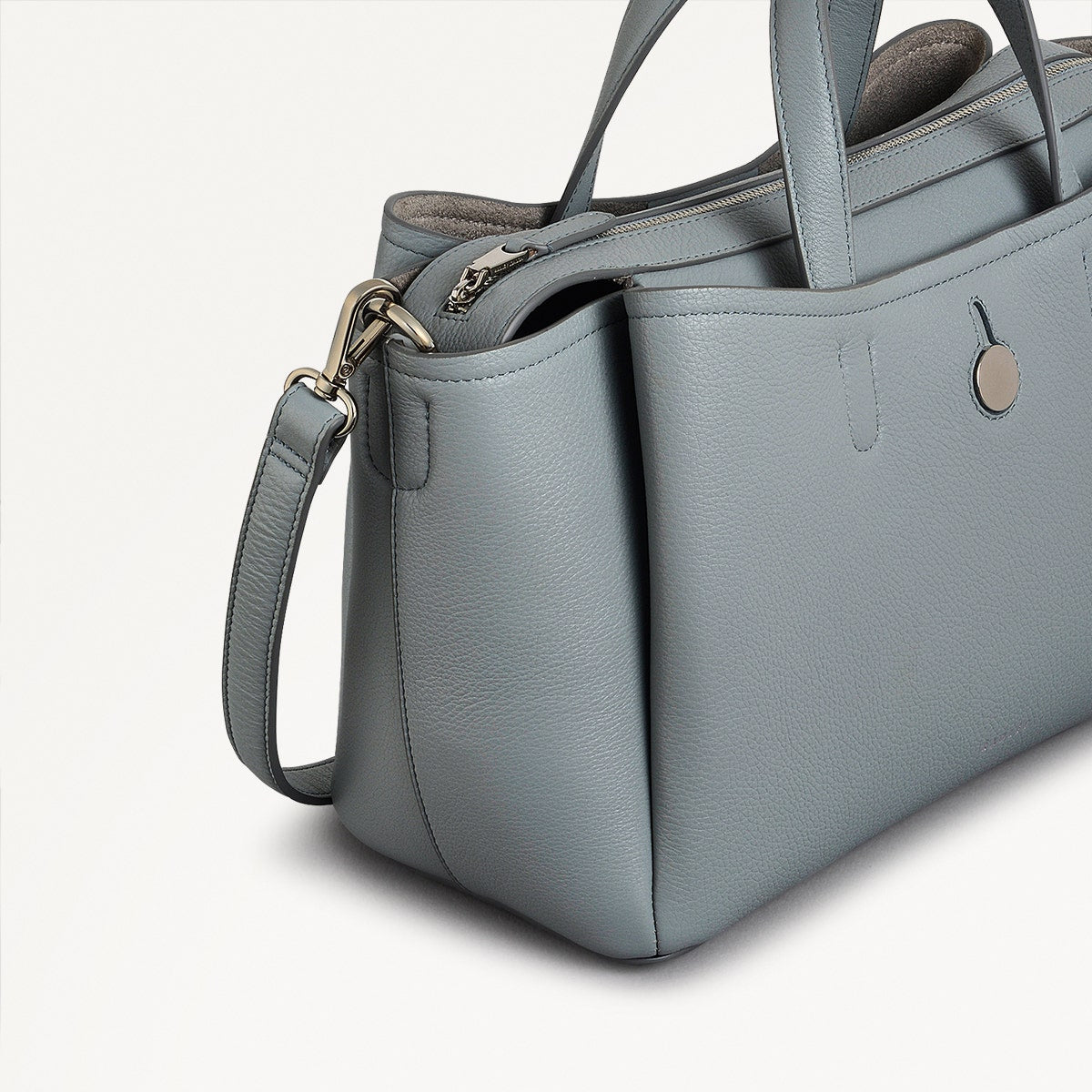 Bathurst Mews Leather Medium Ziptop Grab Bag in Artichoke - 110683