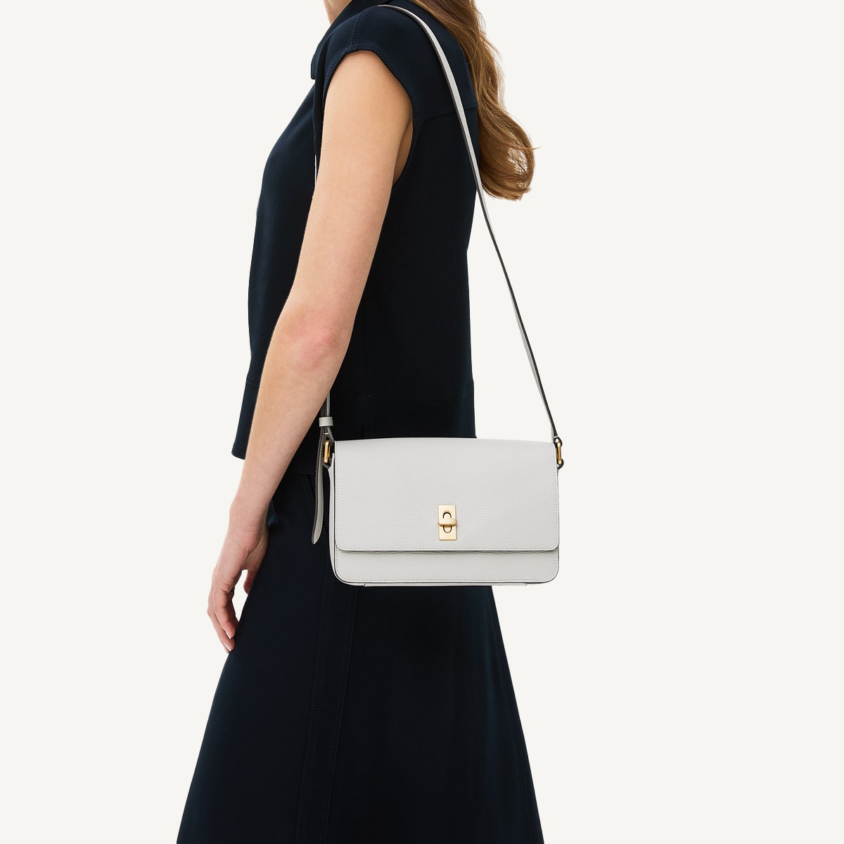Threadneedle Street Leather Small Flapover Crossbody Bag in Mist - 110686