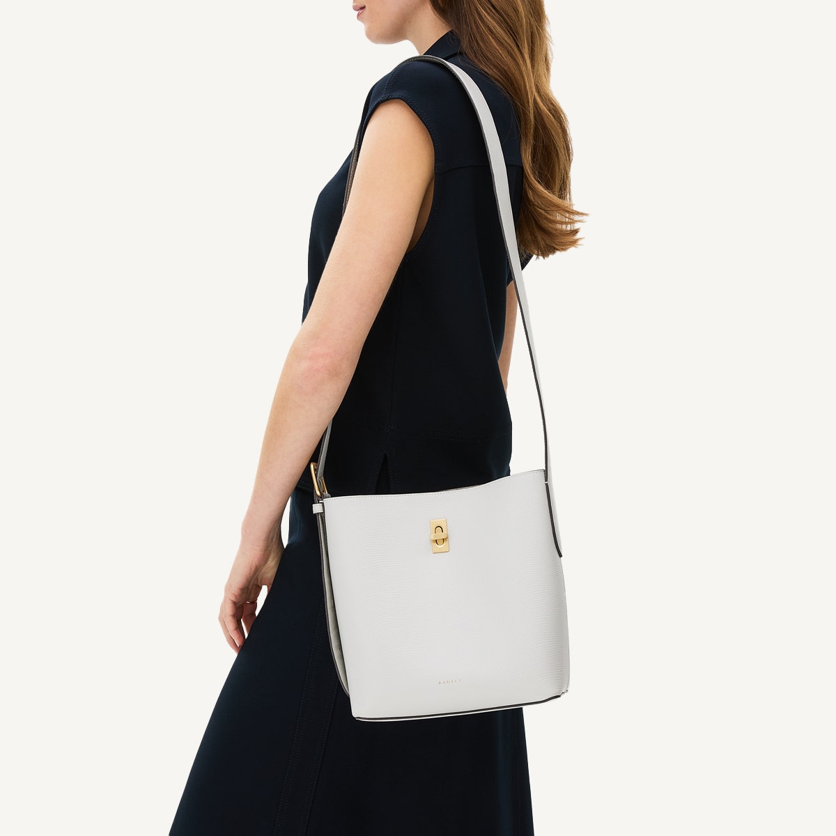 Threadneedle Street Leather Medium Open Top Crossbody Bag in Mist - 110688