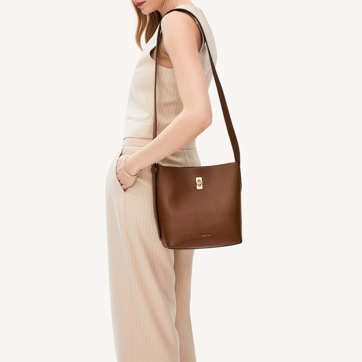 Threadneedle Street Leather Medium Open Top Crossbody Bag in Saddle - 110689