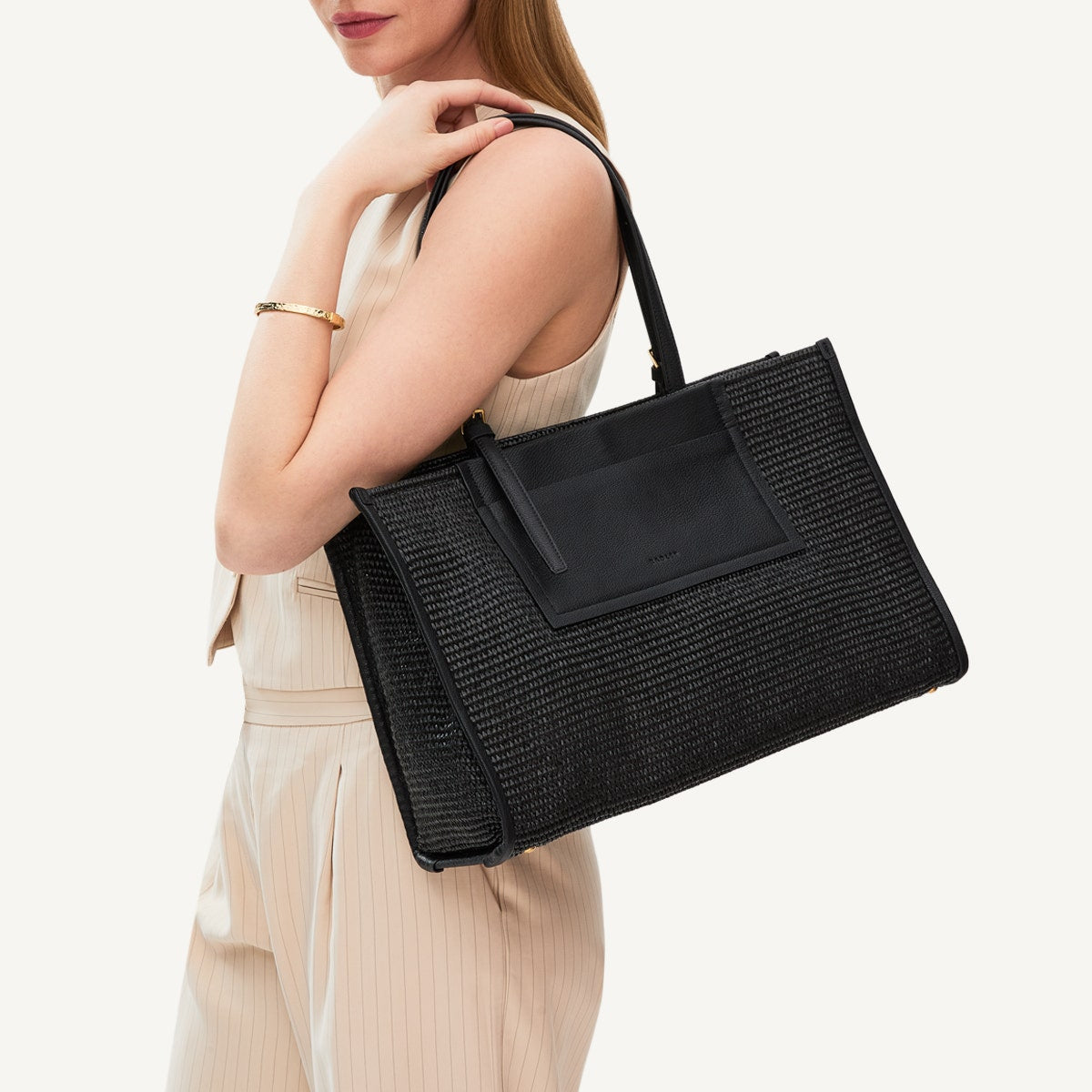 The Burlington Fabric Large Open Top Tote Bag in Black - 110693