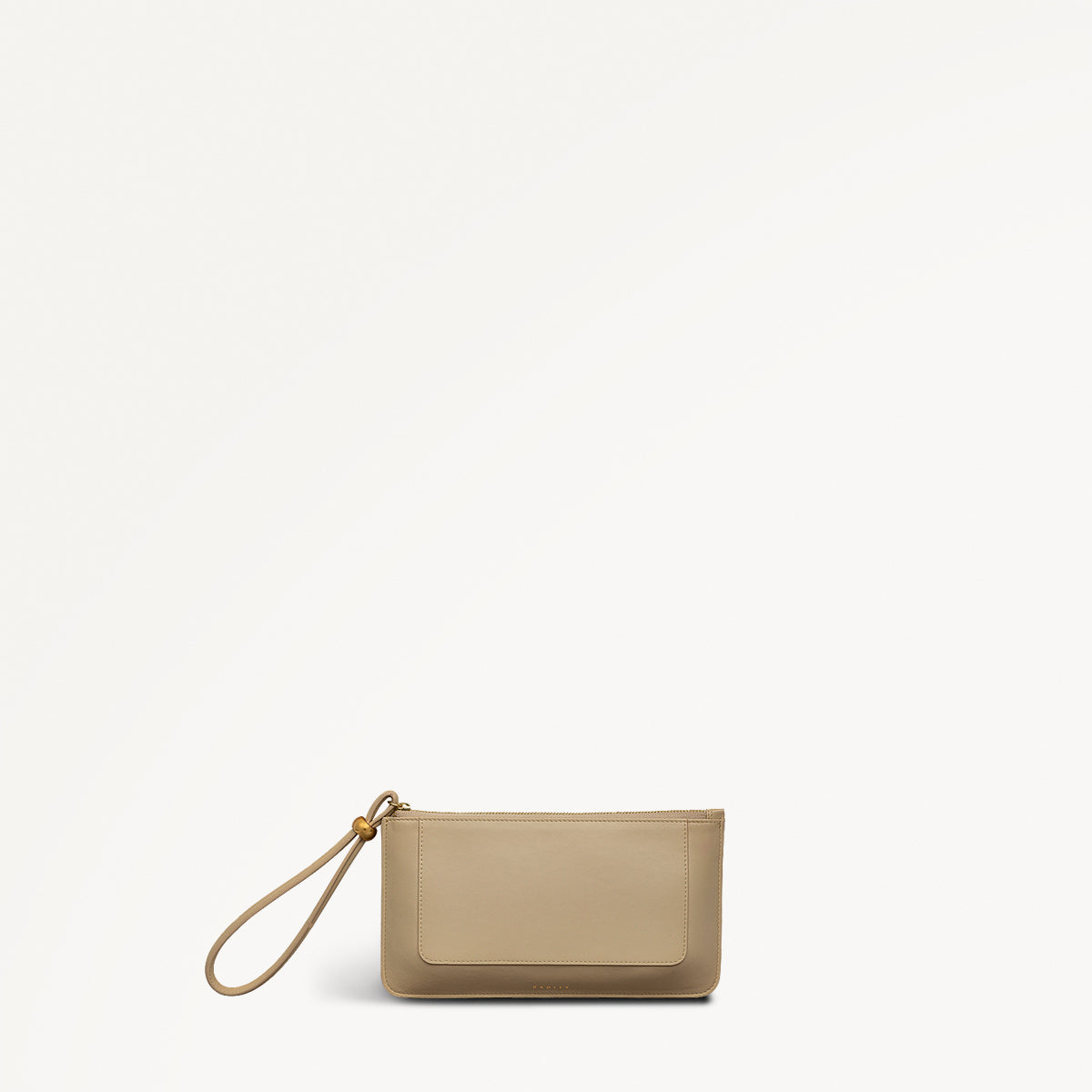 The Compton Leather Medium Ziptop Pouch in Stone - 110709