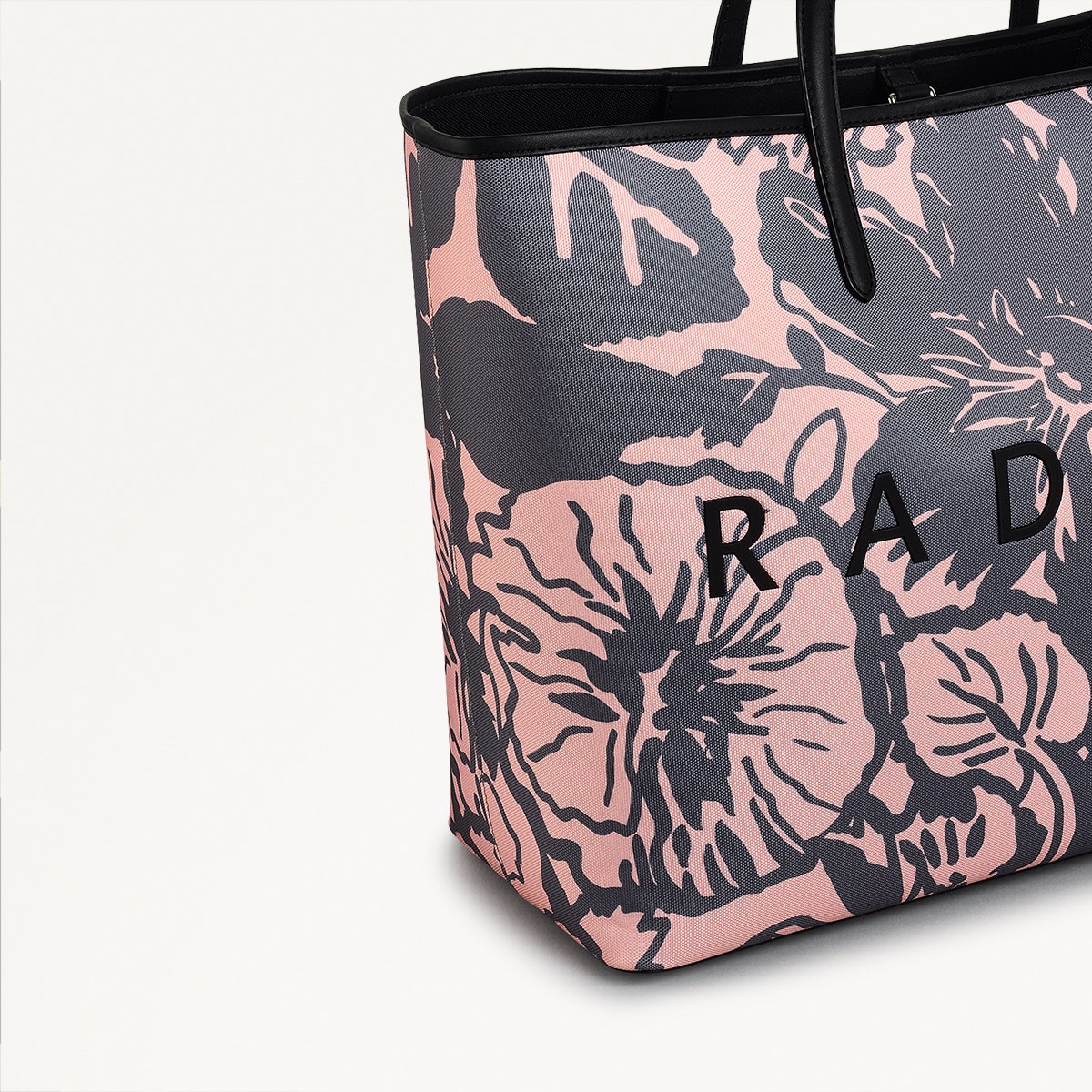Southwell Gardens - Floral Fabric Large Open Top Tote in Black - 110854