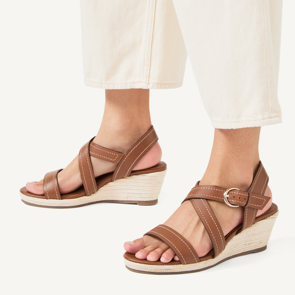 Lavender Road Midi Wedge In Saddle - 110986