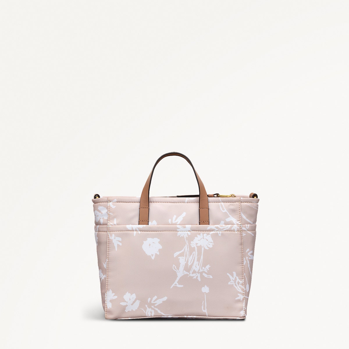 Park Crescent Blossom Fabric Small Ziptop Grab Bag in Oat Milk - 111228