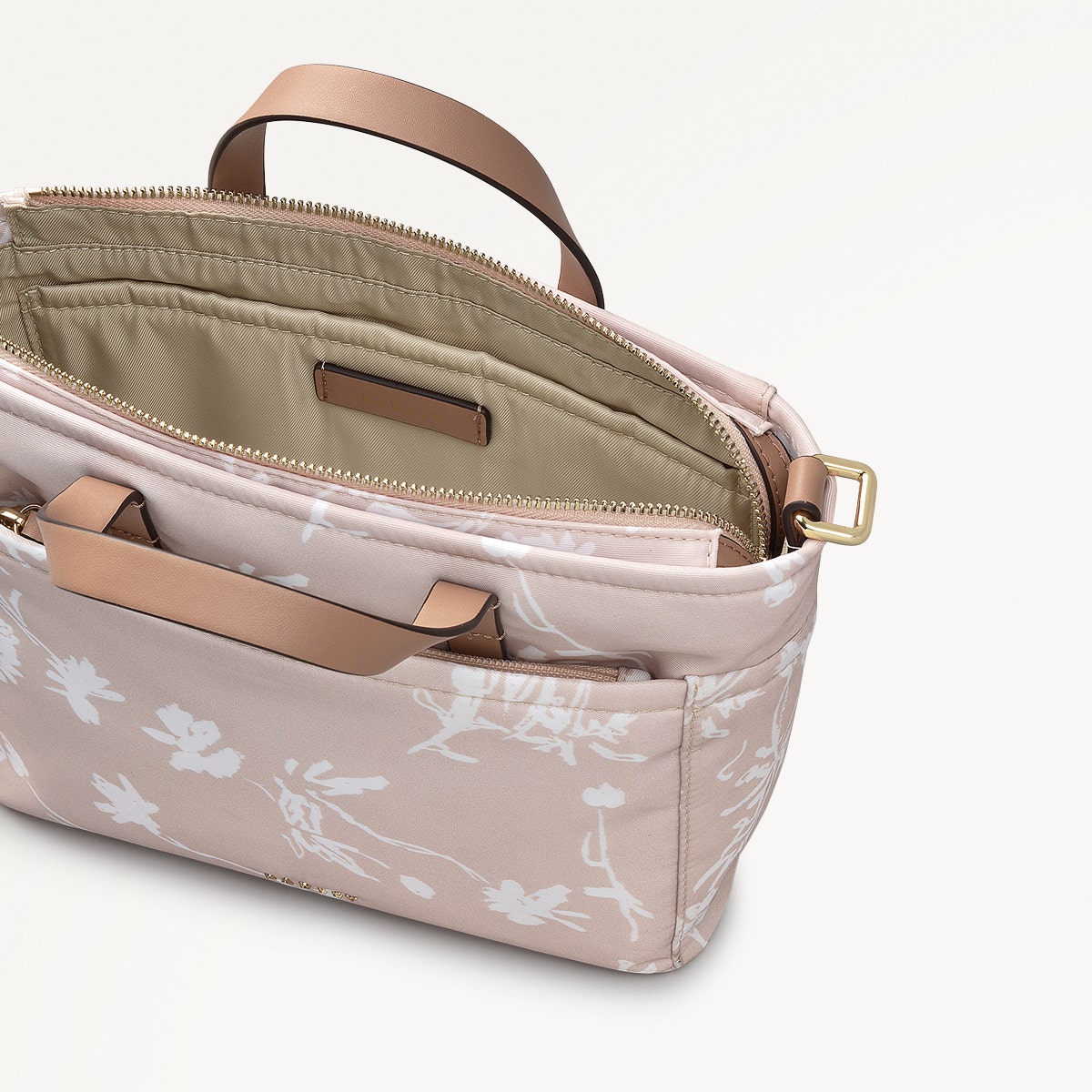 Park Crescent Blossom Fabric Small Ziptop Grab Bag in Oat Milk - 111228