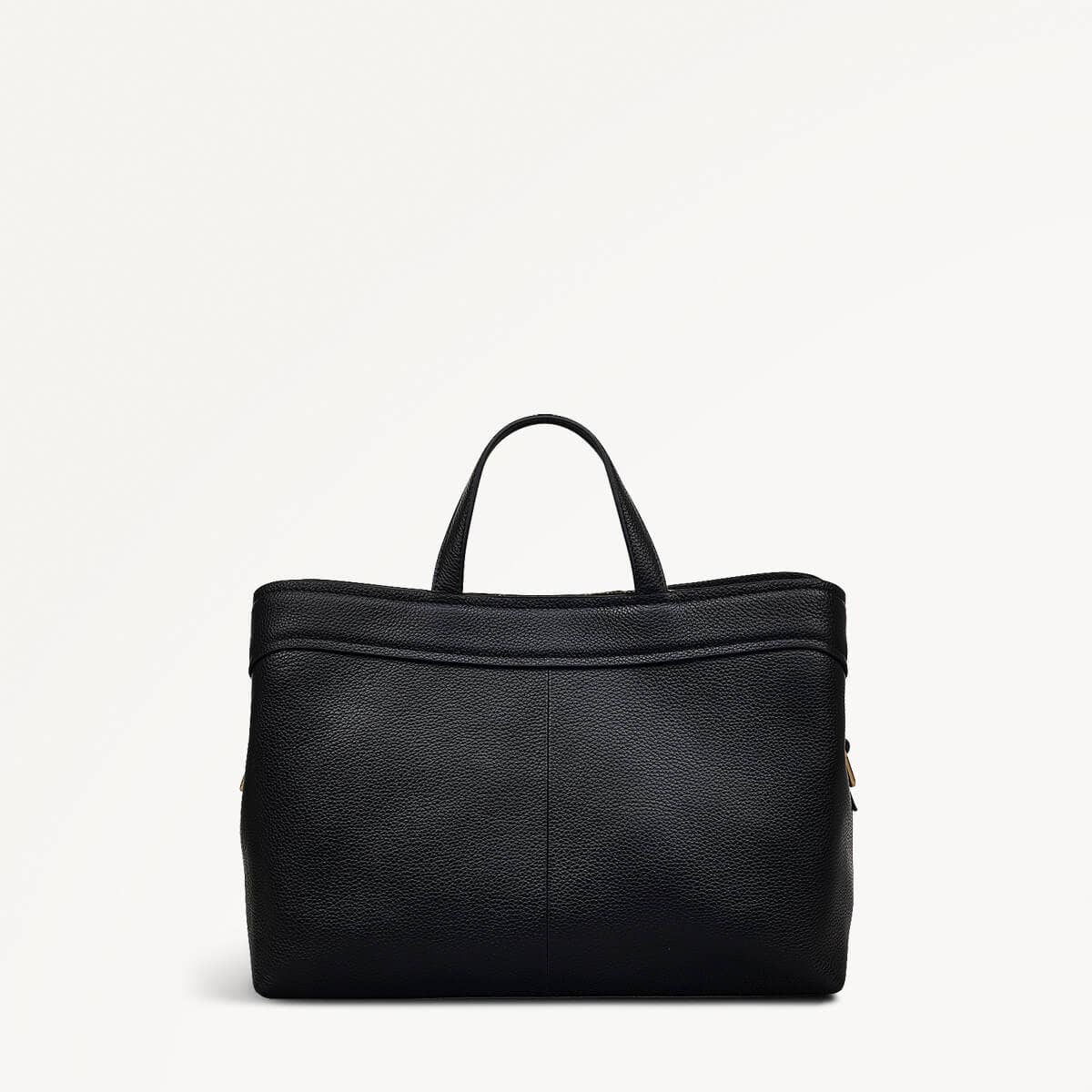 Albany Mews Leather Medium Ziptop Grab Bag in Black - 111257