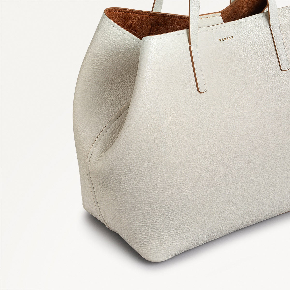 Dukes Place Leather Large Open Top Tote Bag in Chalk - 111384