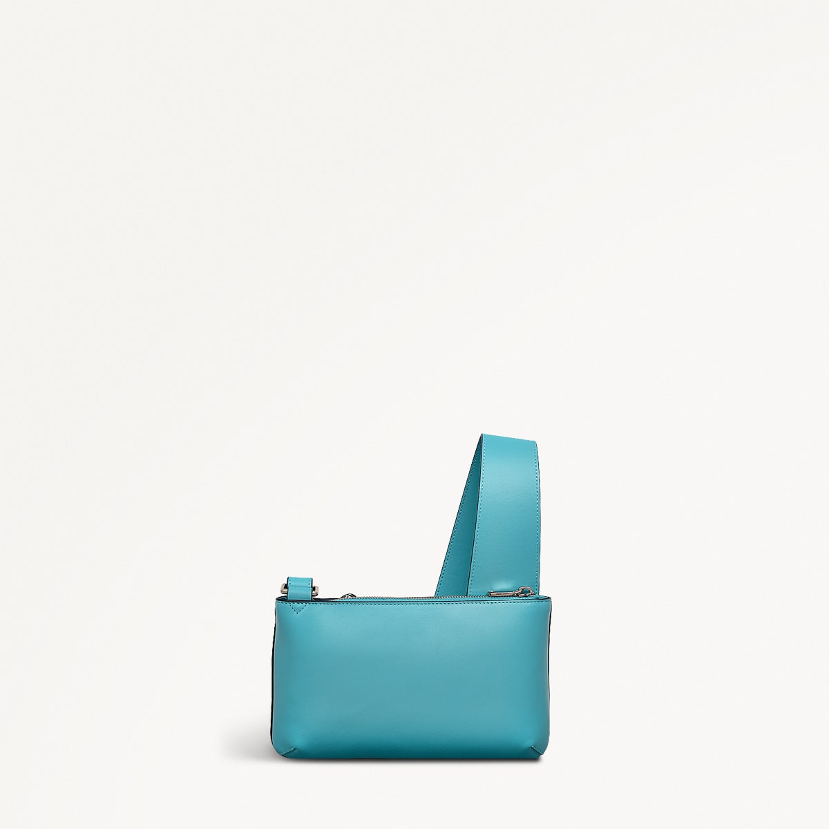 Pockets Leather Mini Ziptop Cross Body Bag in Maldives - 111448