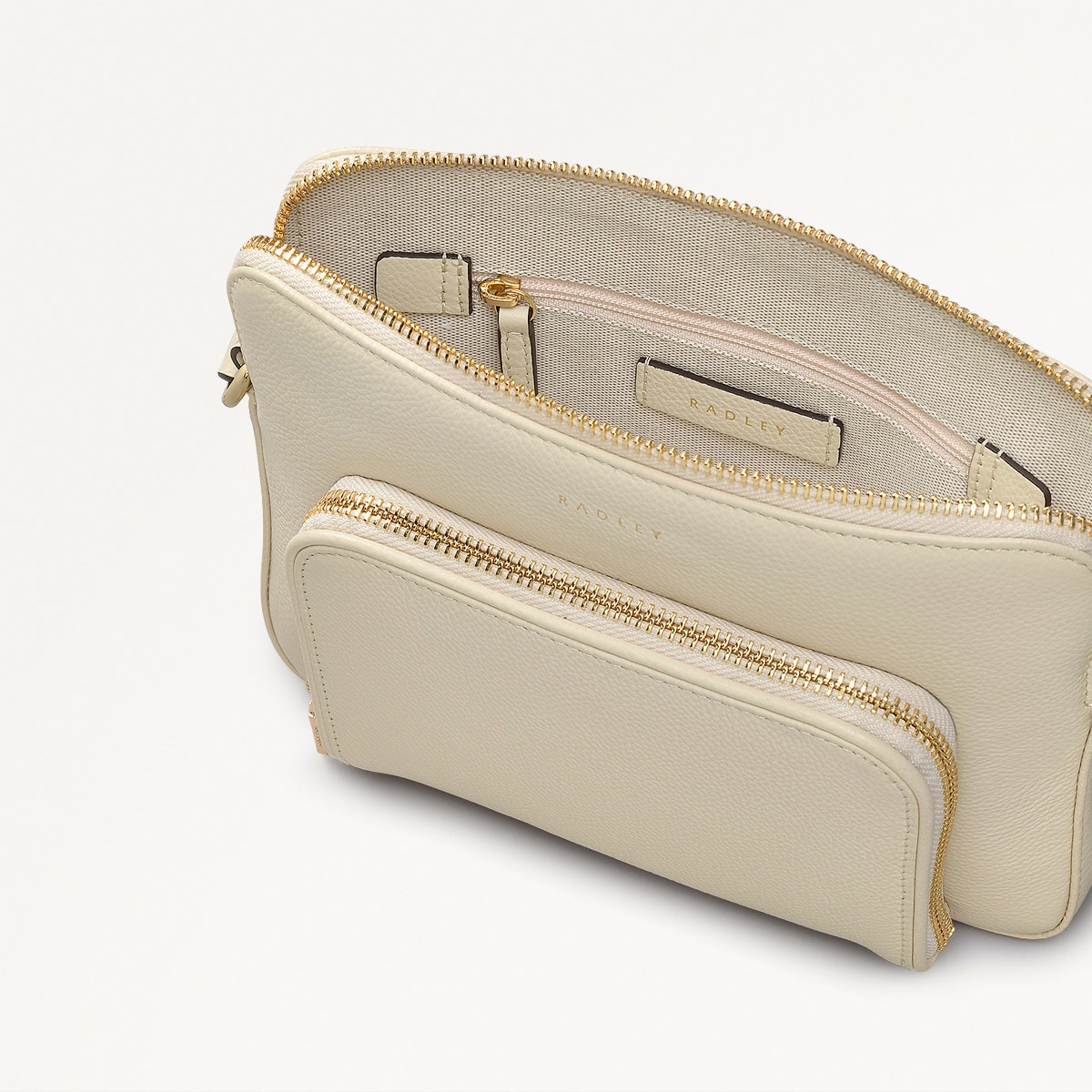 Redford Close Leather Small Ziptop Cross Body Bag in Chalk - 111836