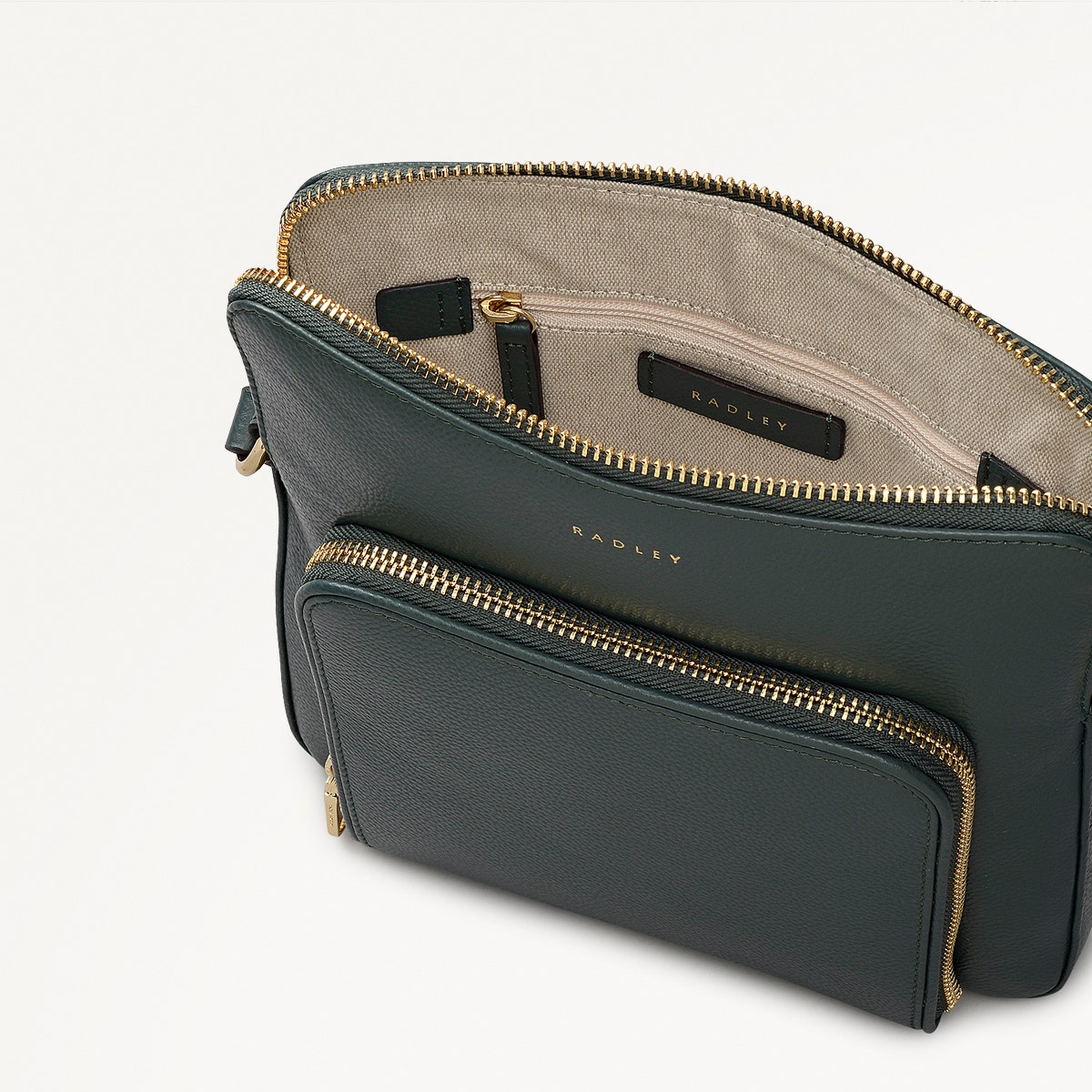 Redford Close Leather Medium Ziptop Cross Body Bag in Cedar - 111900