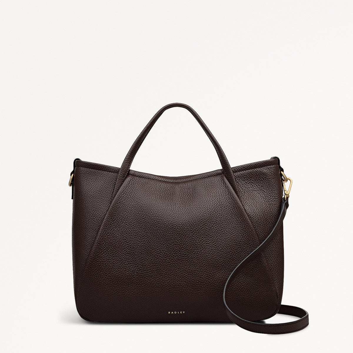 Eastney Street Leather Medium Ziptop Grab Bag in Dark Oak - 111912