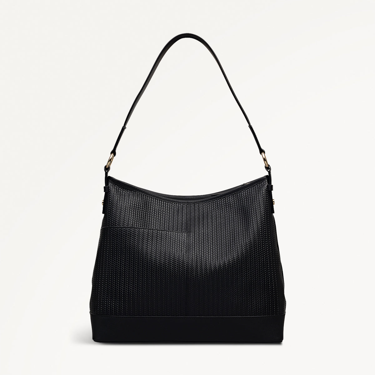 Ebury Leather Medium Ziptop Shoulder Bag in Black - 111929
