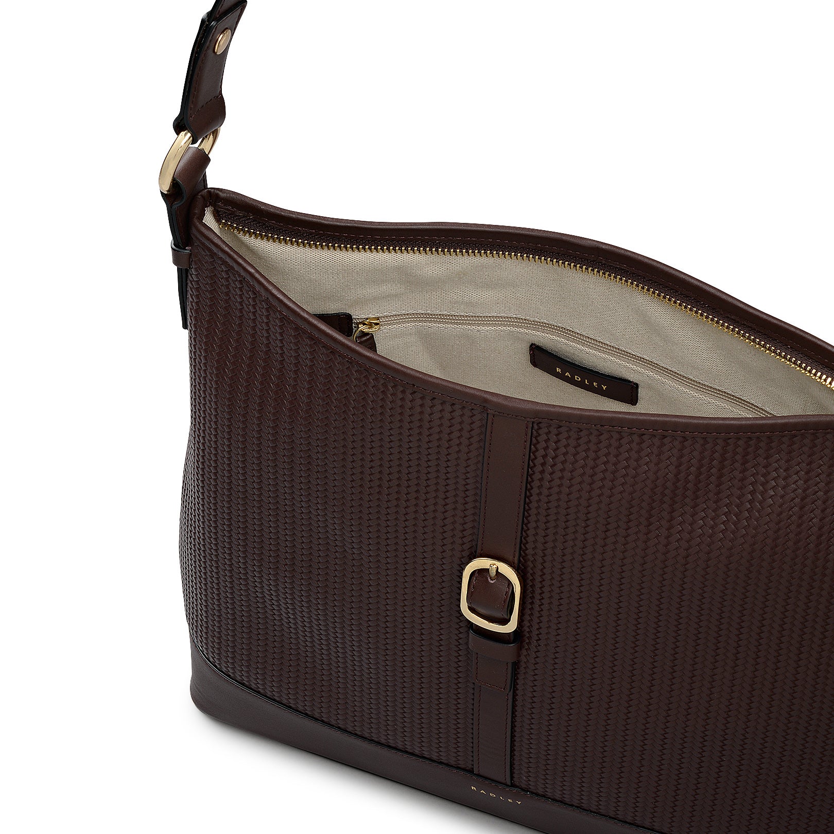 Ebury Leather Medium Ziptop Shoulder Bag in Mahogany - 111930