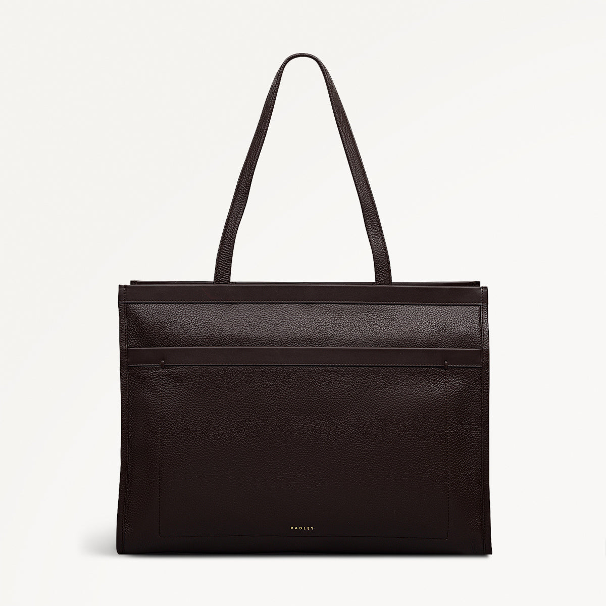 Alba Place Leather Large Ziptop Workbag Bag in Dark Oak - 111932