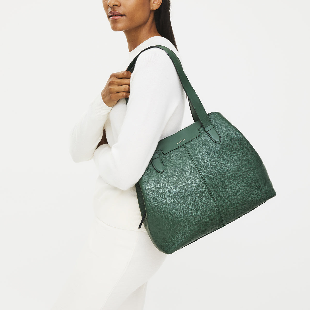 Piccardy Hill 2.0 Leather Medium Ziptop Shoulder Bag in Dragon - 111934