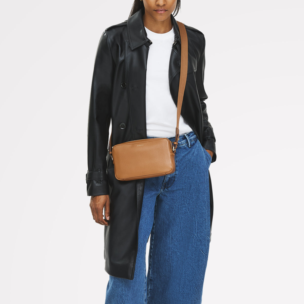 Tavistock Leather Mini Zip Around Cross Body Bag in Indus Tan - 111946