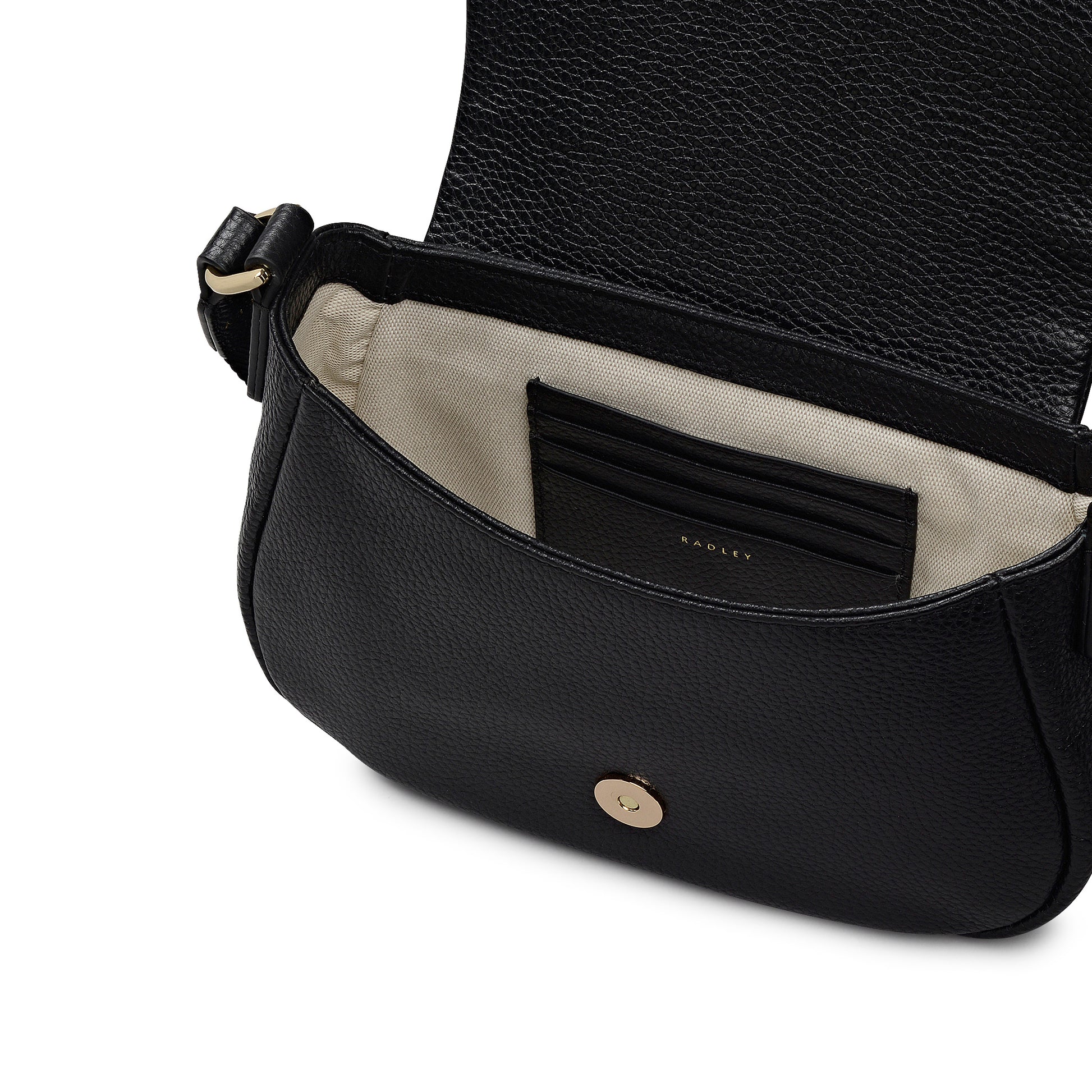 Lulworth Road Leather Mini Flapover Cross Body Bag in Black - 111947