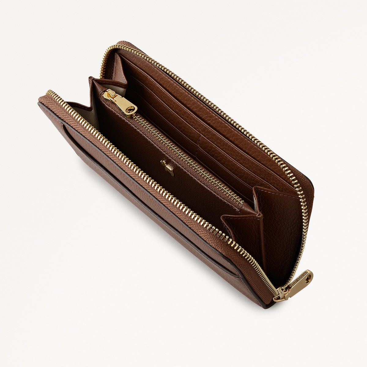 Pockets Large Zip Around Wallet in Chocolate - 112045