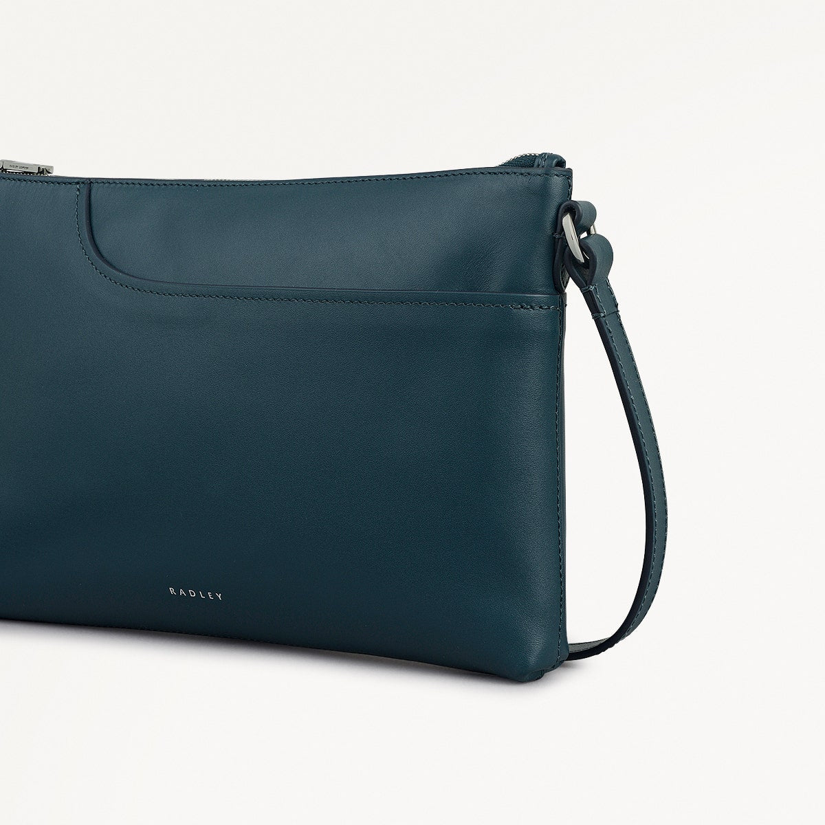 Pockets Leather Medium Ziptop EW Cross Body Bag in Teal - 112137