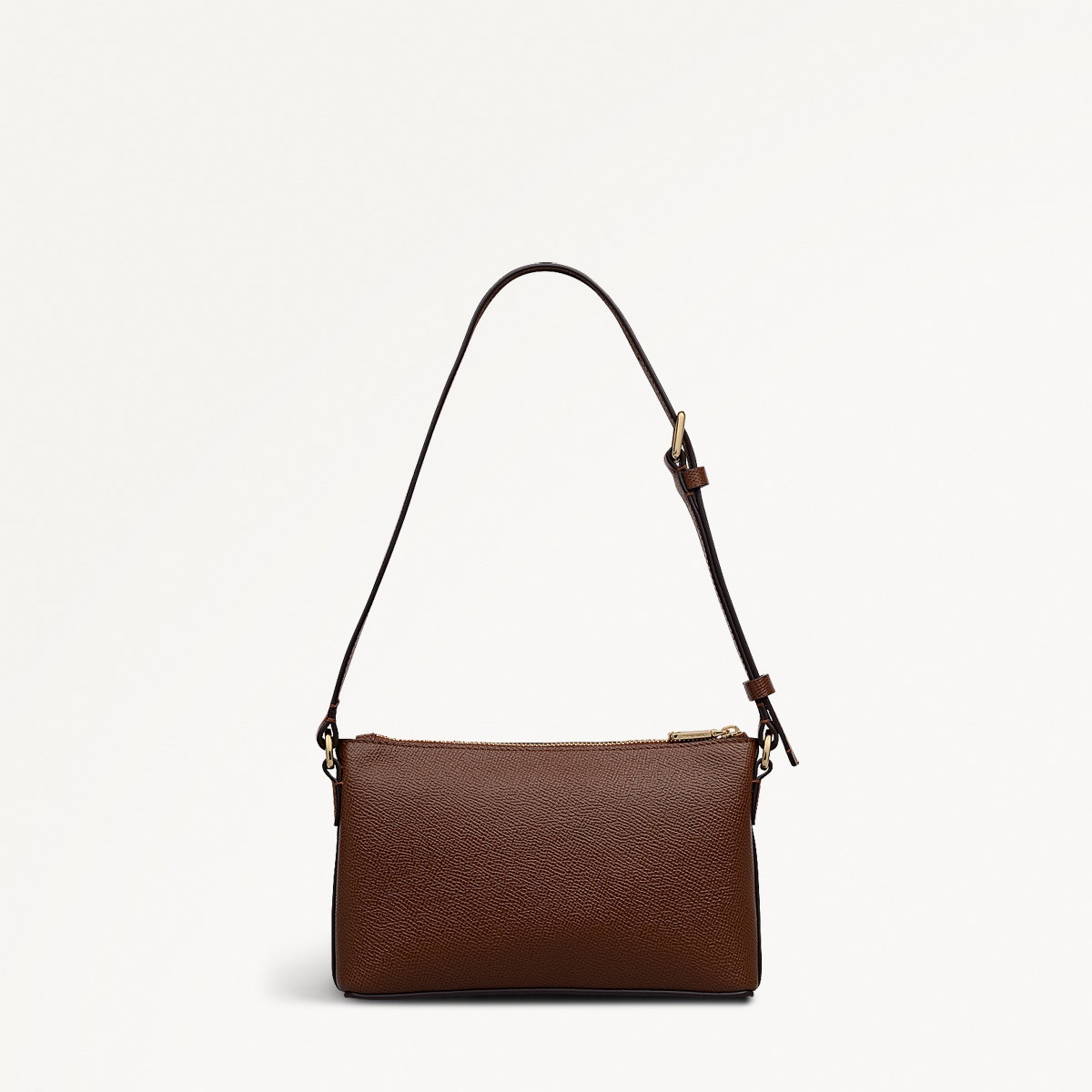 Pockets Leather Mini Ziptop Ew Shoulder Bag in Chocolate - 112140