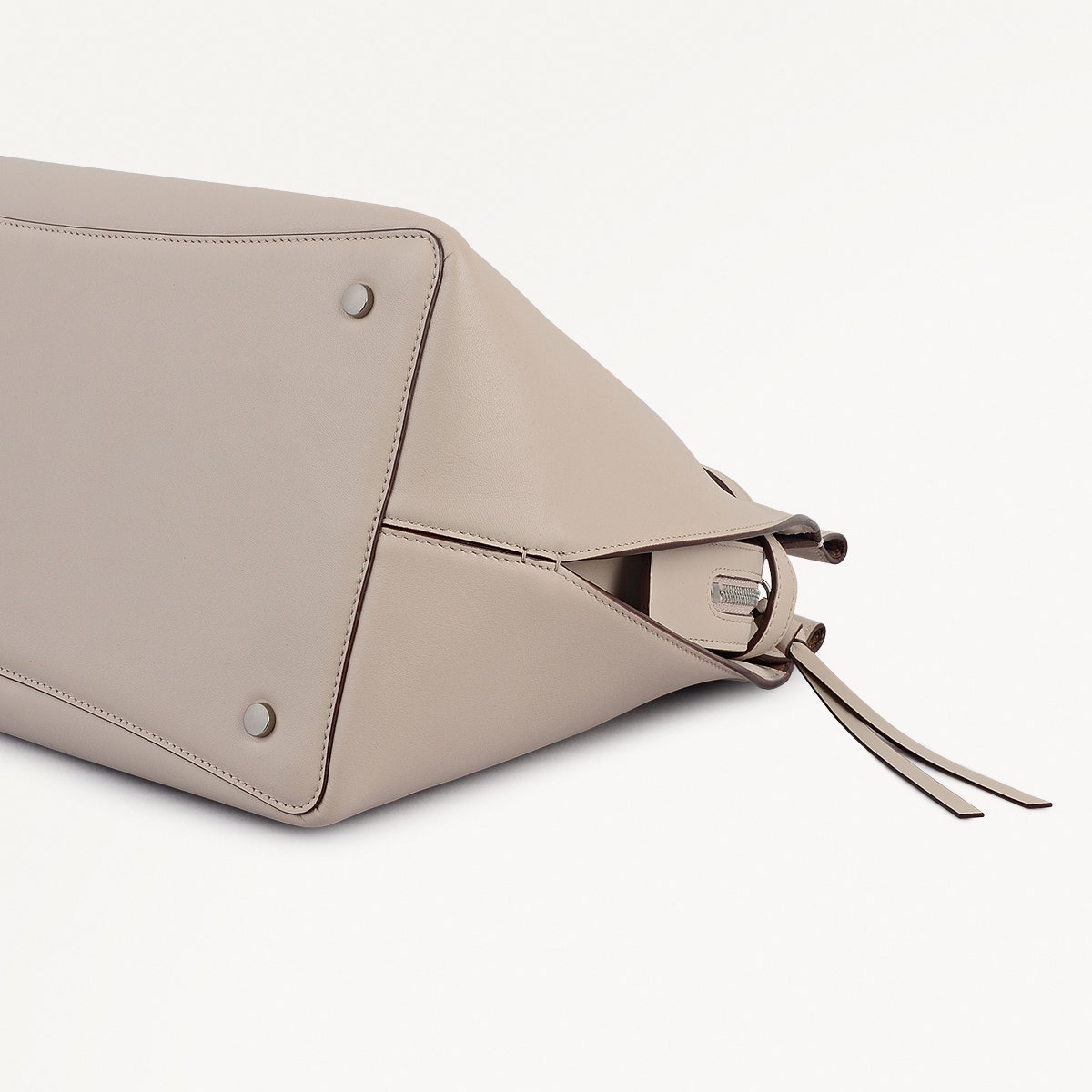 The Christina Leather Large Ziptop Shoulder Bag in Porcini - 112197