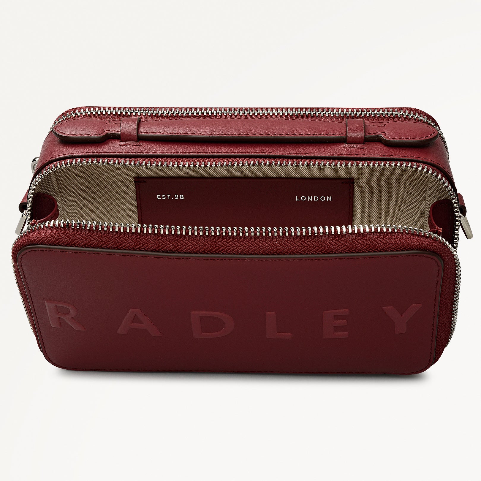 Calvert Road Leather Zip Around Cross Body Bag in Carmine - 112290