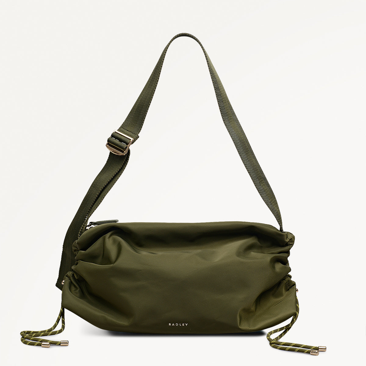 Eden Row Fabric Medium Ziptop Cross Body Bag in Khaki - 112324