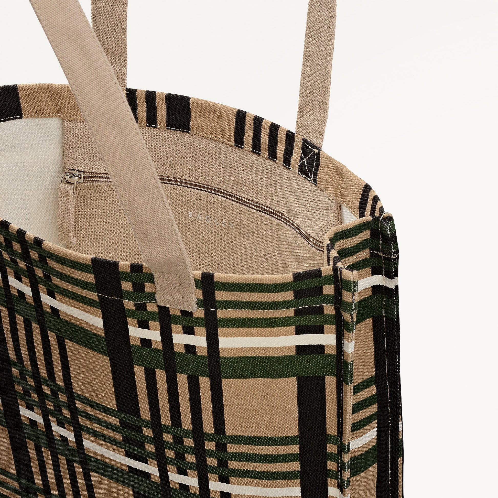 Check Fabric Medium Open Top Tote in Porcini - 112464