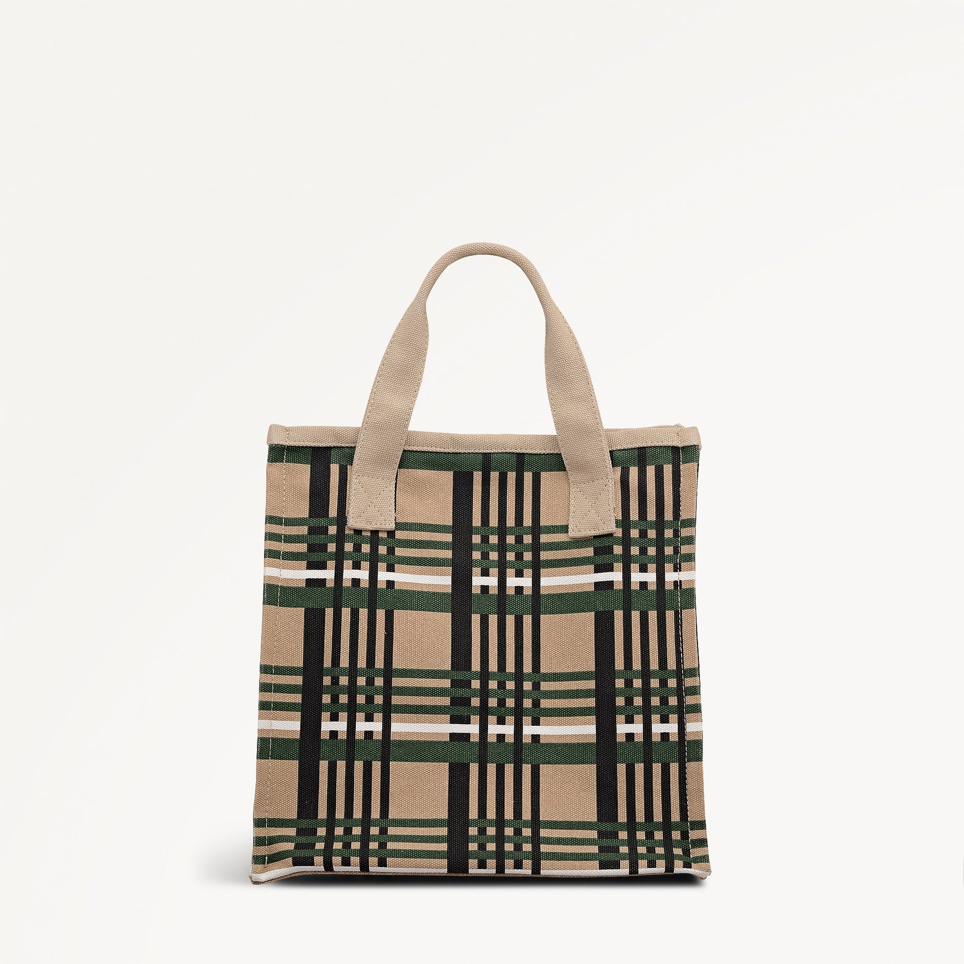 Check Fabric Small Open Top Grab in Porcini - 112465