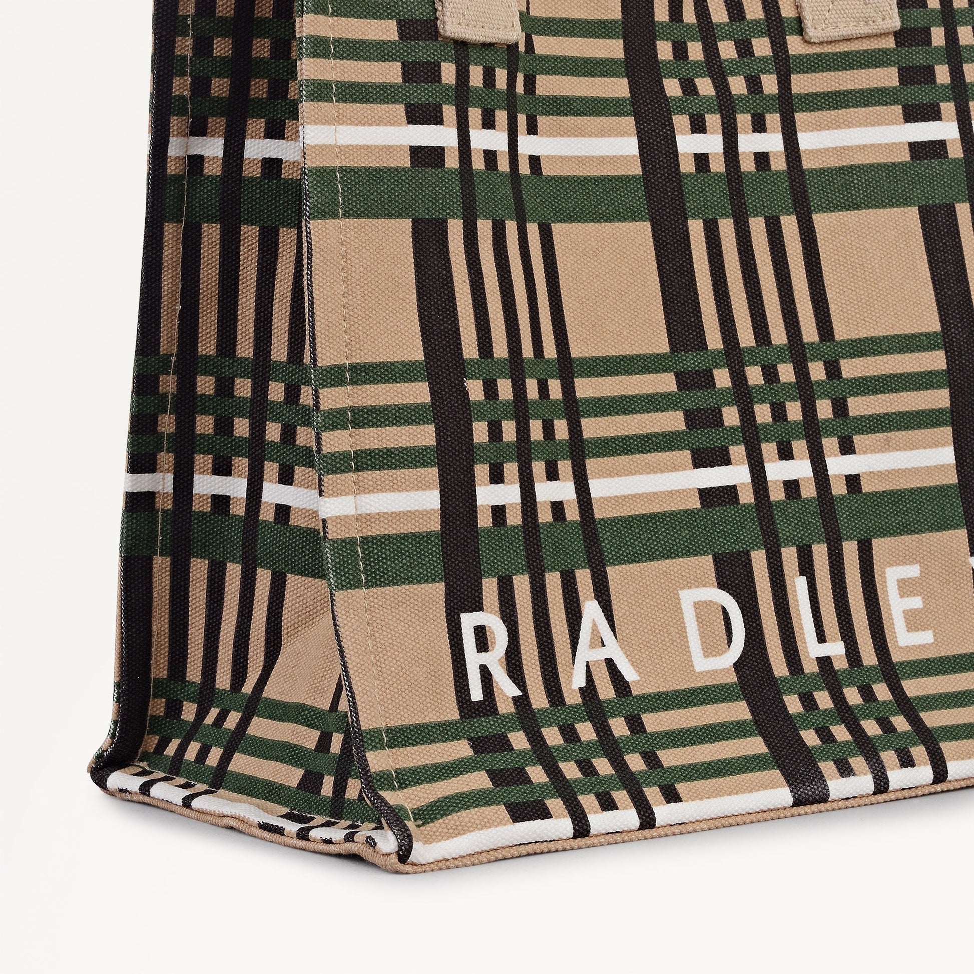 Check Fabric Small Open Top Grab in Porcini - 112465