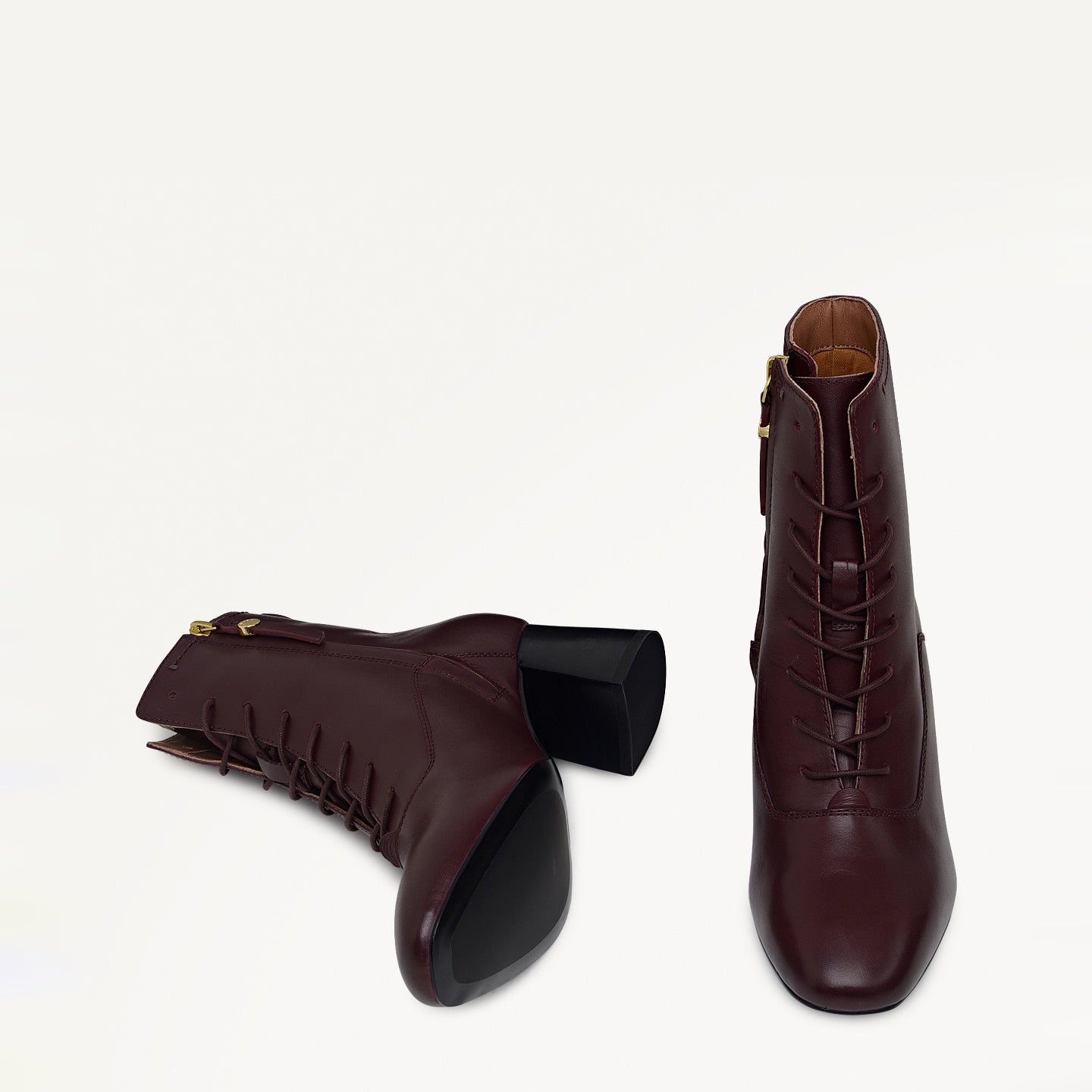 Victoria Gardens Heeled Lace Up Boot Dark Cherry - 112544