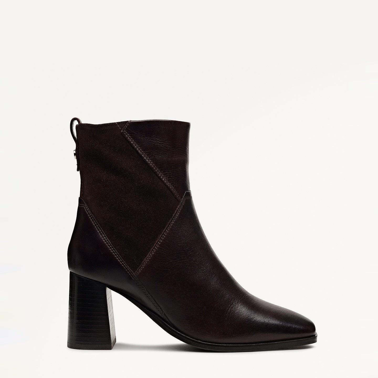 Patchwork Close Panel Patchwork Heeled Boot Chocolate - 112556