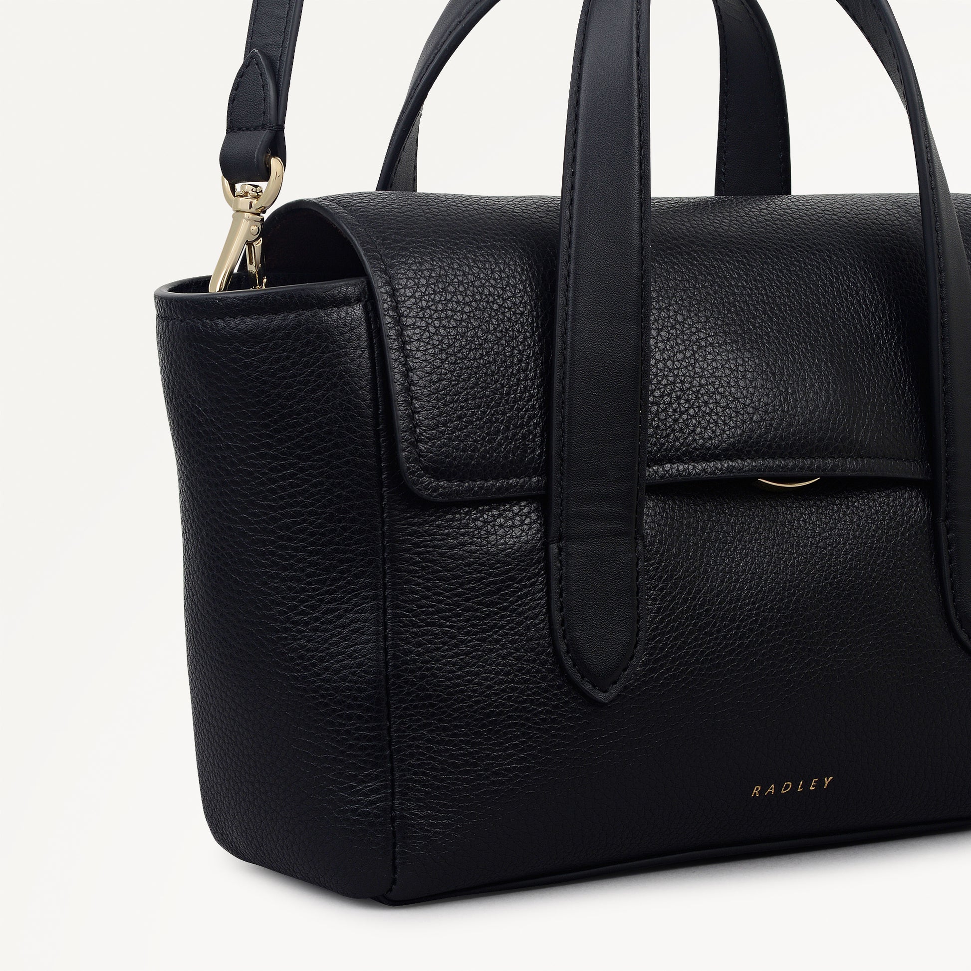 Mayfair Lane Leather Small Flapover Grab Bag in Black - 112596