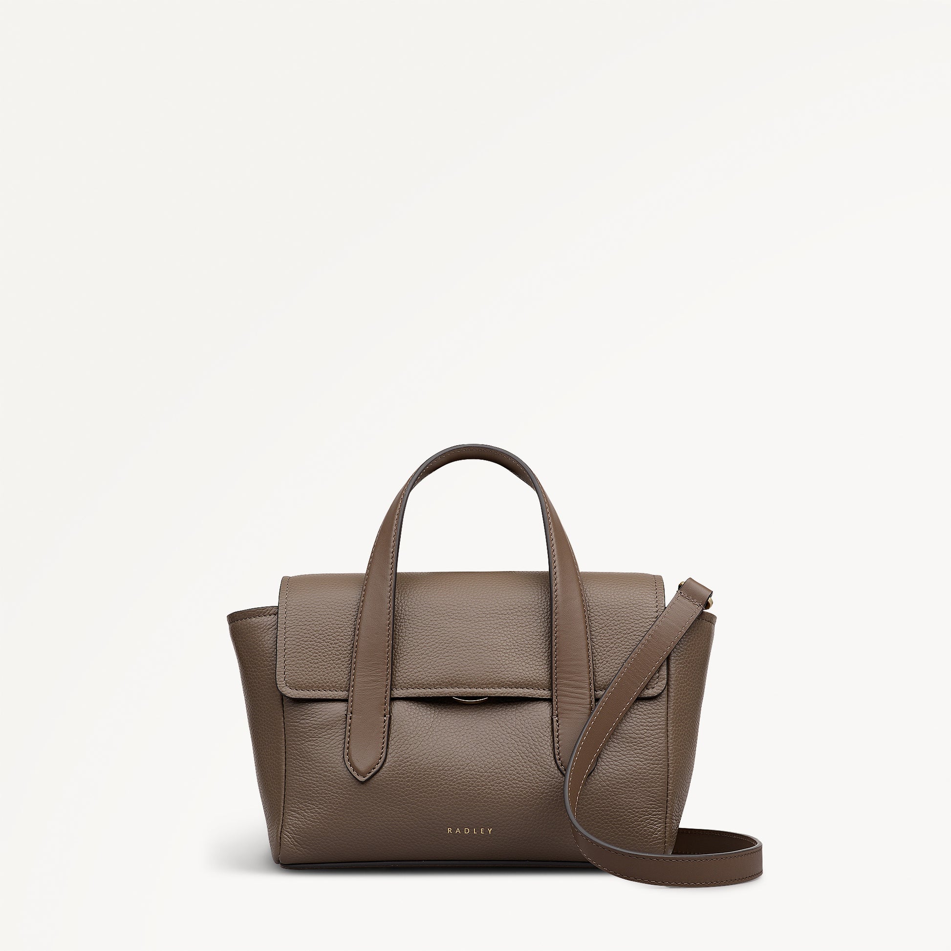 Mayfair Lane Leather Small Flapover Grab Bag in Coffee - 112597