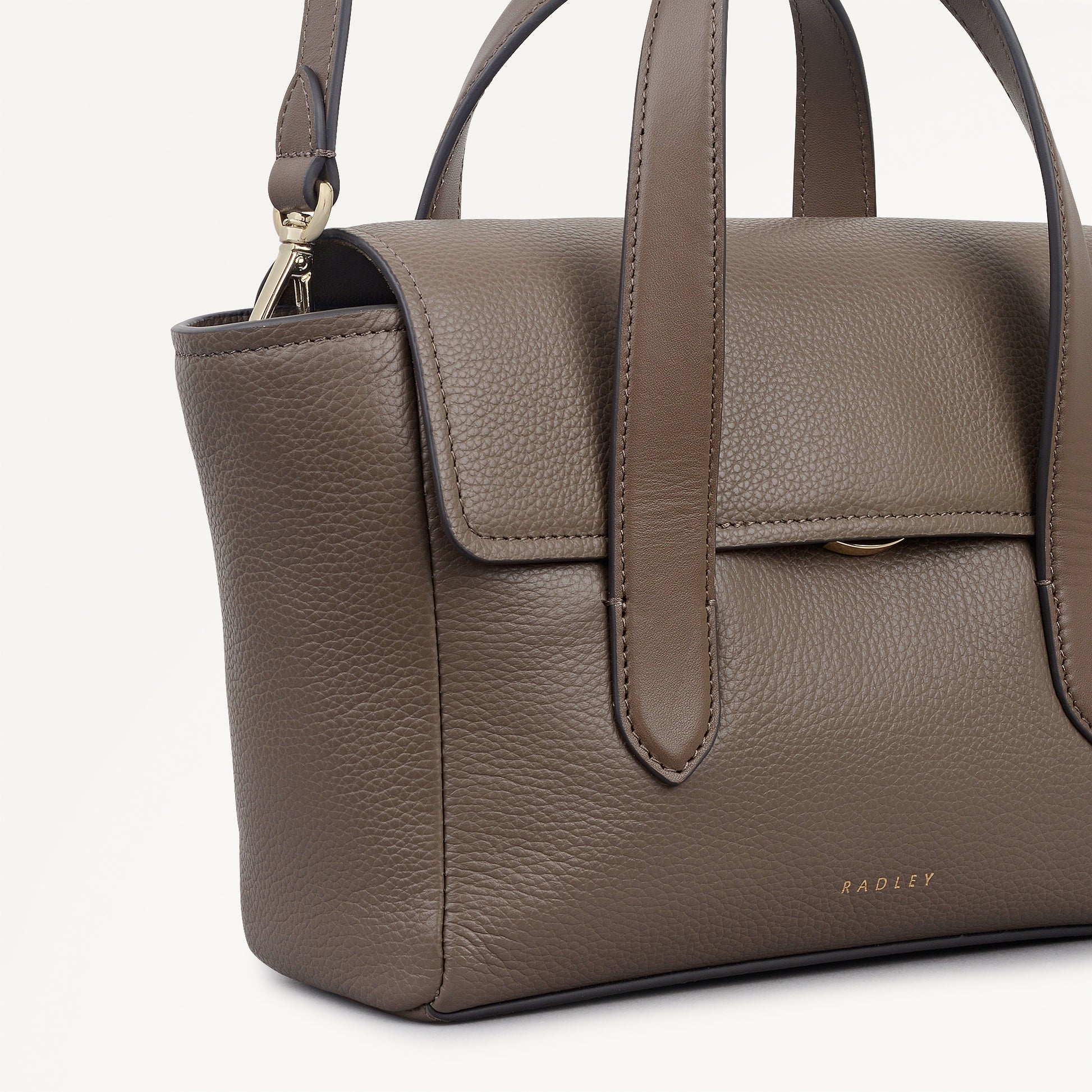 Mayfair Lane Leather Small Flapover Grab Bag in Coffee - 112597